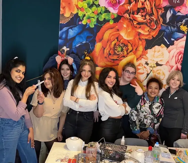 Patricia with students at the Dublin academy