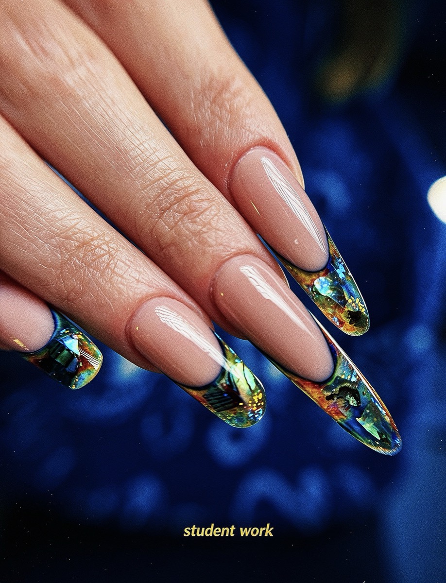 Student gel extension work from Patricia Nails Academy