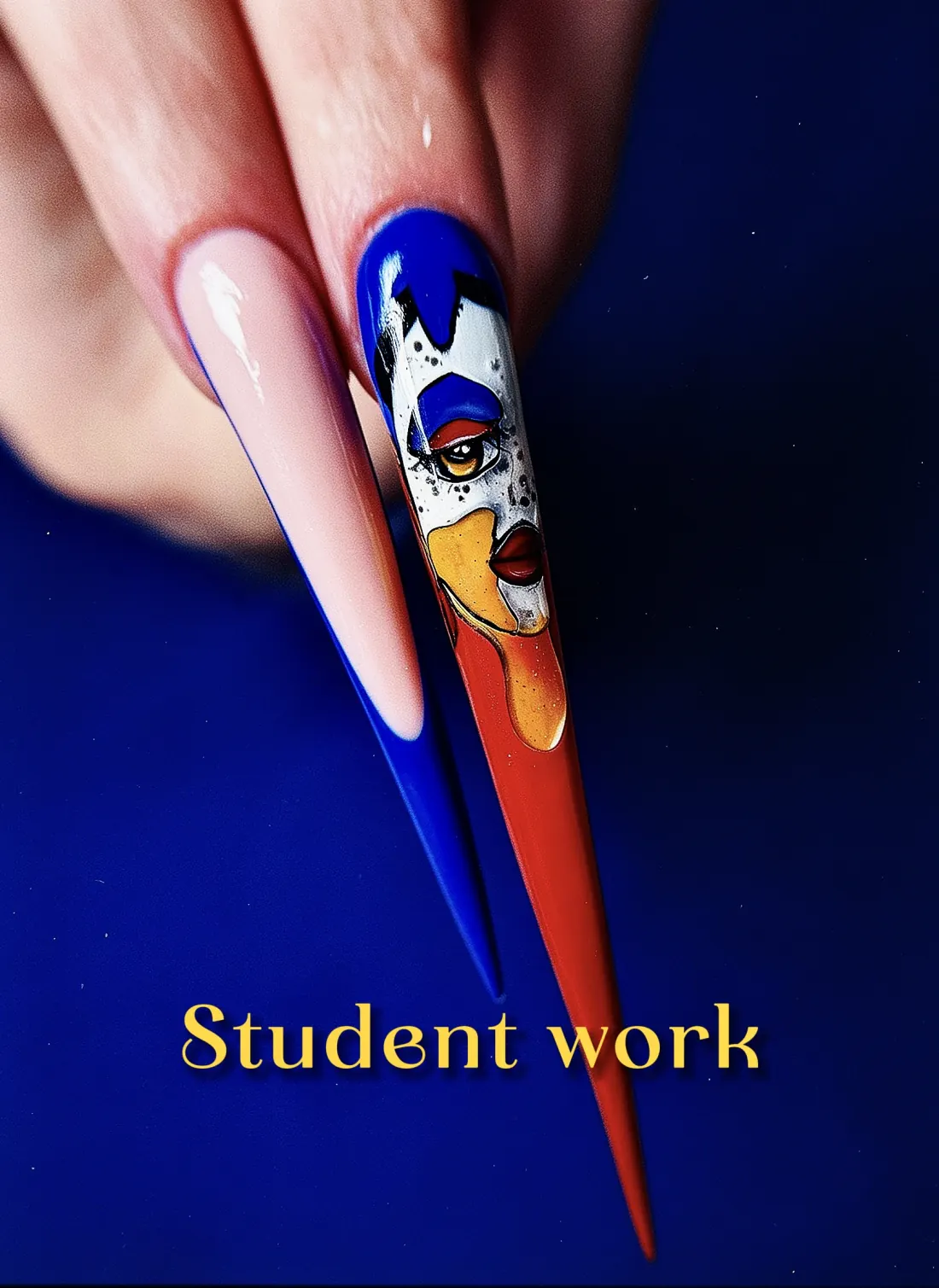 Finished student character nail design close up